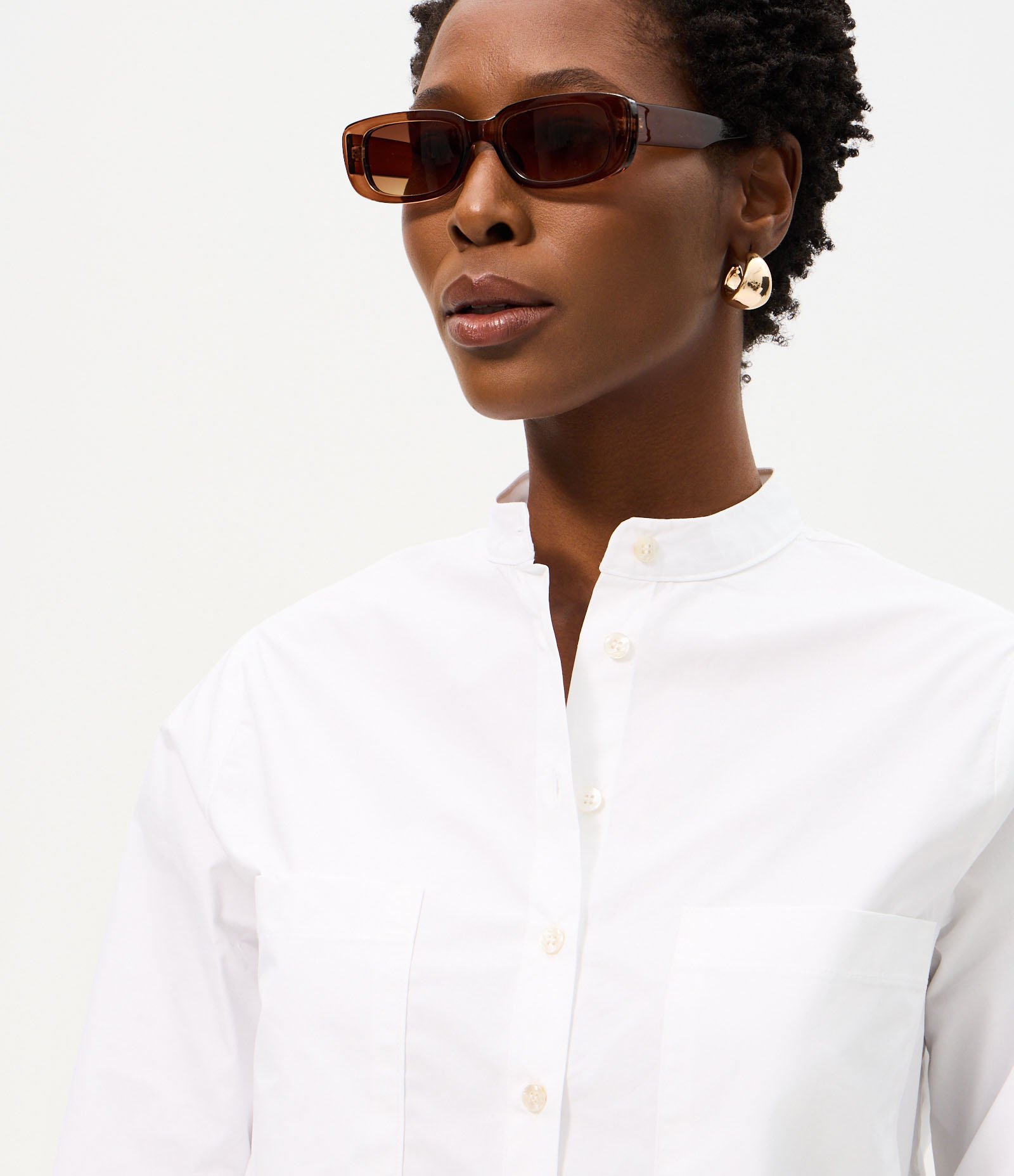 Camisa em Tricoline com Bolsos Frontais e Regulador Branco 4