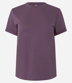 Camiseta Regular em Algodão com Manga Dobrada