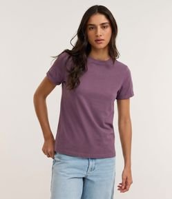 Camiseta Regular em Algodão com Manga Dobrada