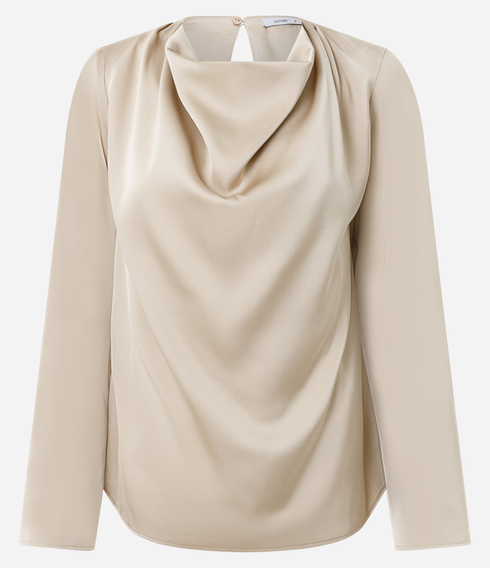 Blusa Acetinada com Gola Degagê Bege 1