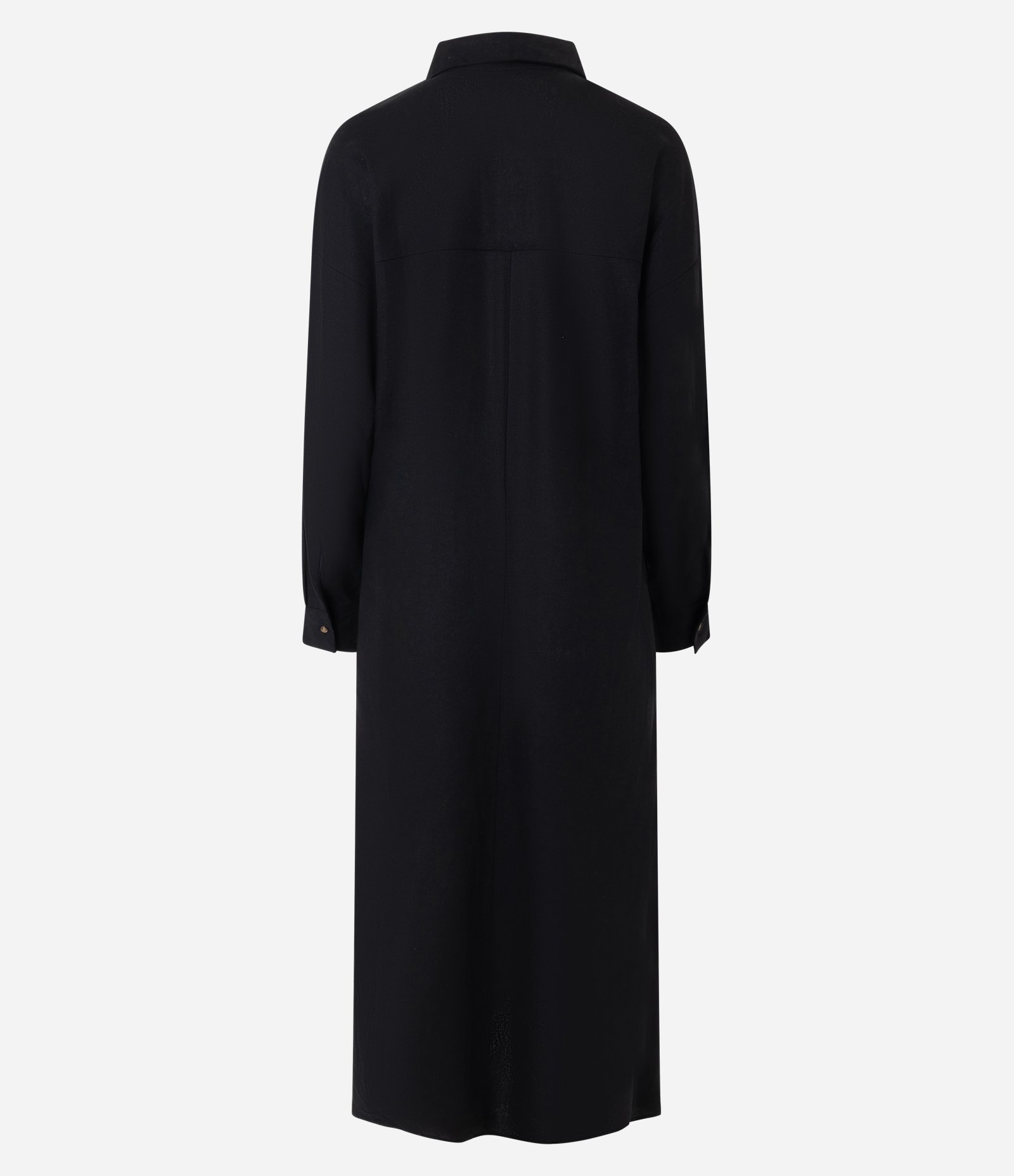 Vestido Chemise em Viscolinho com Mangas Longas Preto 3