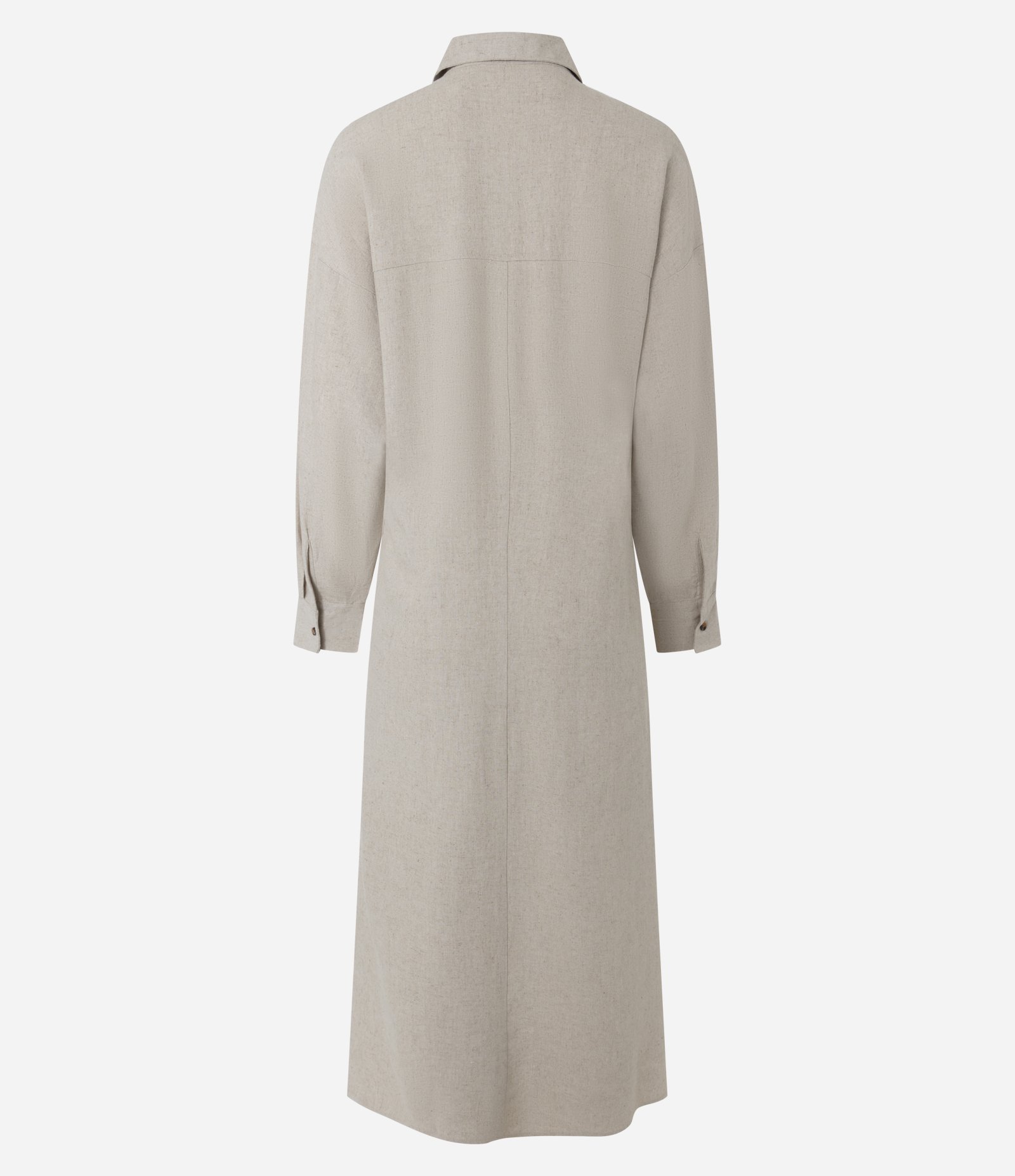 Vestido Chemise em Viscolinho com Mangas Longas Bege 3