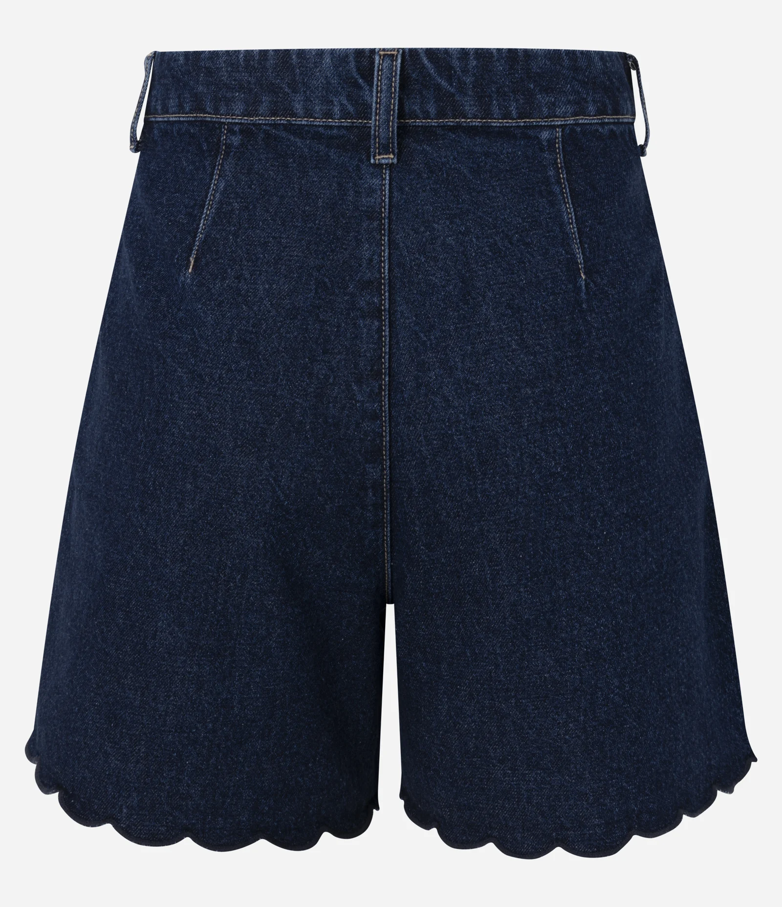 Short Evasê em Jeans com Barra Ondulada Azul Escuro 2