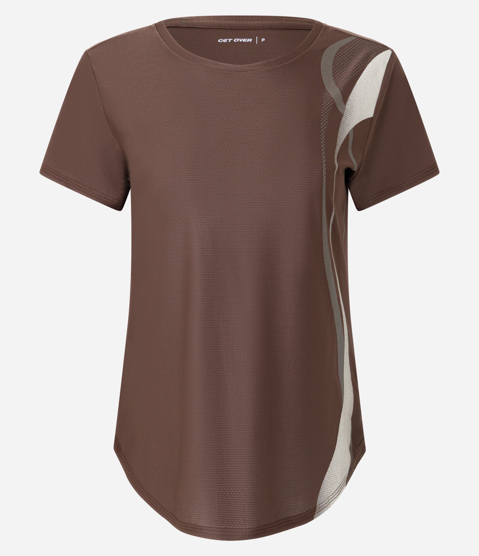 Camiseta Esportiva em Microfibra com Estampa de Ondas Marrom 5