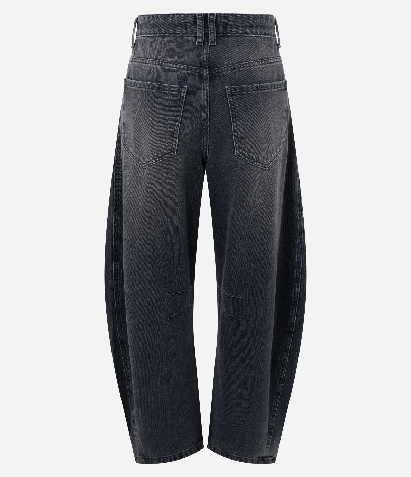 Calça Baggy Balloon em Jeans com Cintura Média e Recorte Lateral Cinza Escuro 2