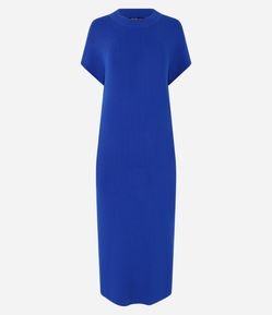 Vestido Midi em Tricô com Manga Morcego