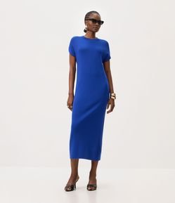 Vestido Midi em Tricô com Manga Morcego
