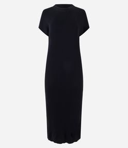 Vestido Midi em Tricô com Manga Morcego