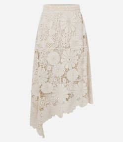 Saia Midi em Crochê com Flores Vazadas