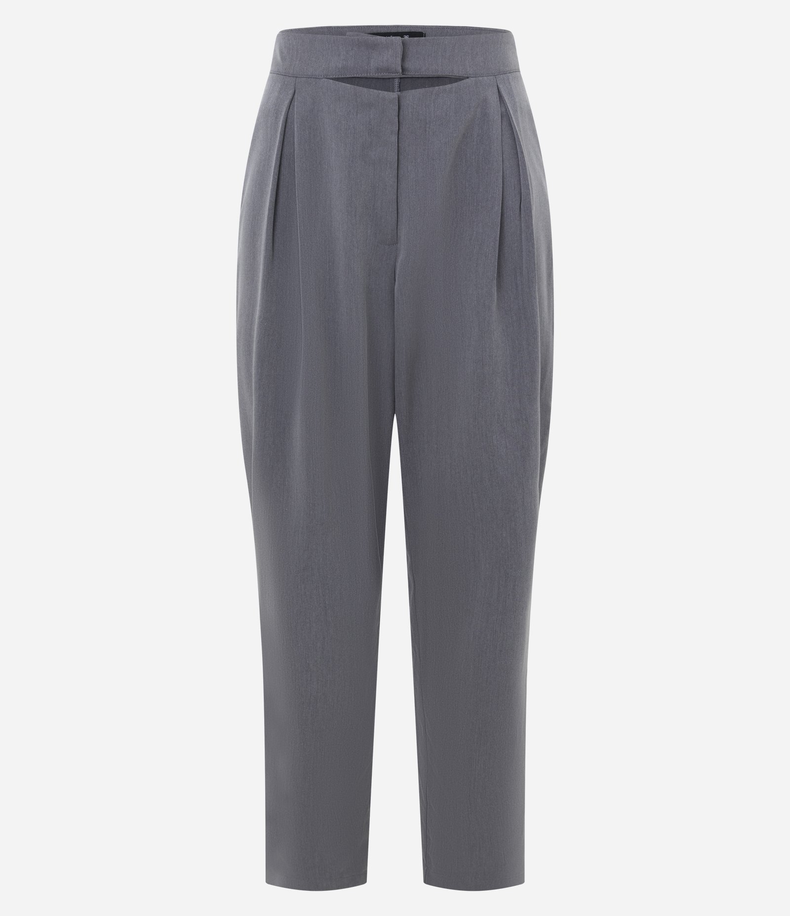 Calça Alfaiatada de Cintura Média com Detalhes Plissados Cinza 5