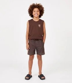 Bermuda Microfibra com Cordão e Fita Lateral Infantil - Tam 5 a 14 Anos
