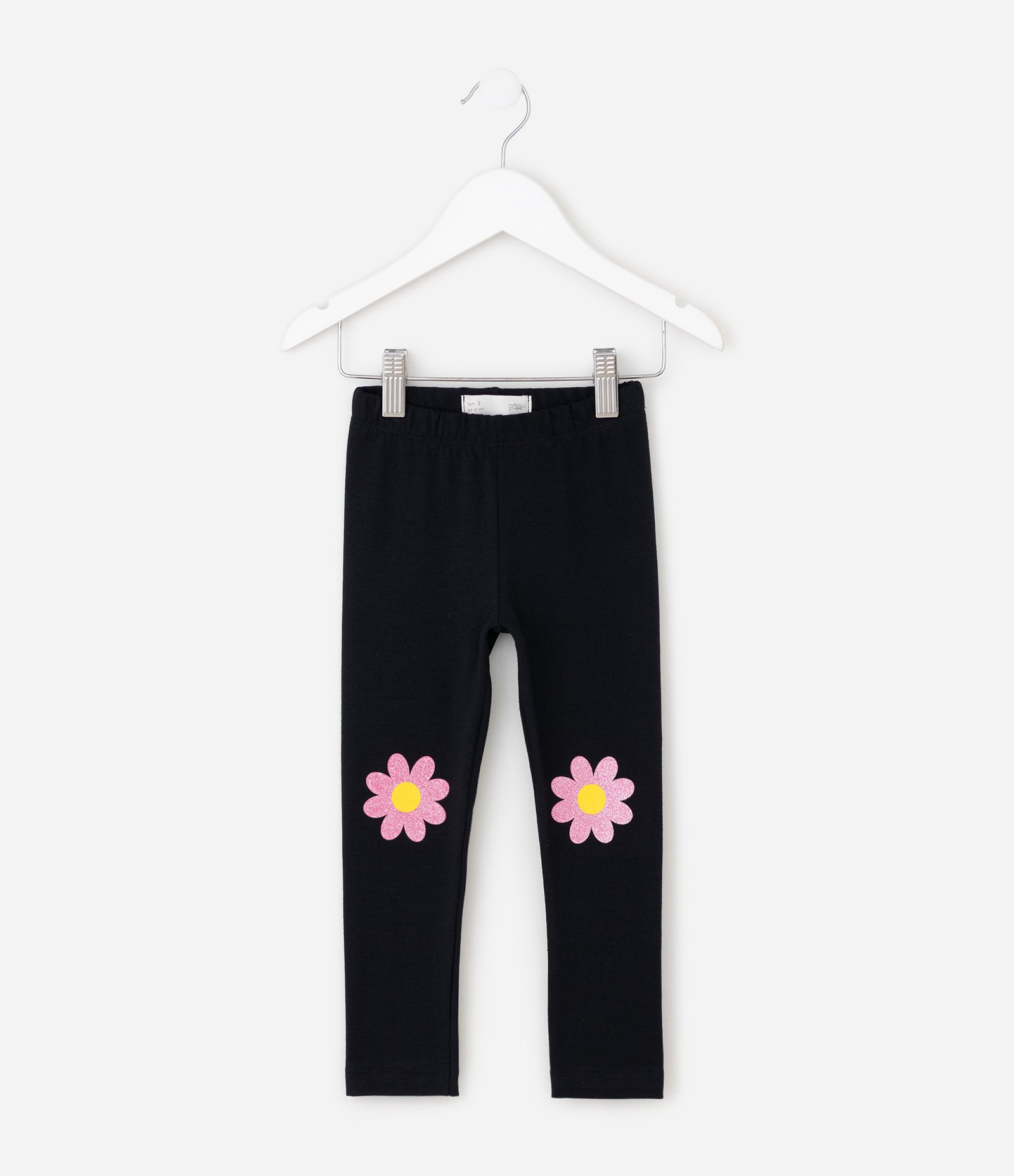 Calça Infantil Legging com Flores nos Joelhos – Tam 1 a 6 Anos Preto 1