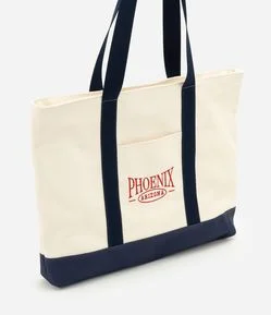 Bolsa Grande com Alça Contrastante e Lettering Phoenix