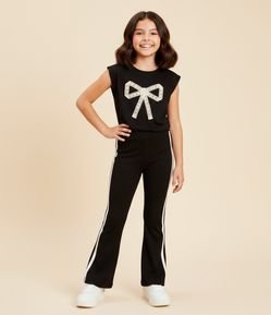 Calça Infantil Flare em Cotton com Listras Laterais – Tam 7 a 16 Anos