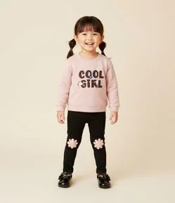 Calça Infantil Legging com Aplicação de Flor nos Joelhos – Tam 1 a 6 Anos