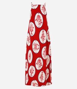 Vestido Midi em Viscolinho com Estampa Tropical