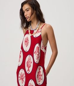 Vestido Midi em Viscolinho com Estampa Tropical