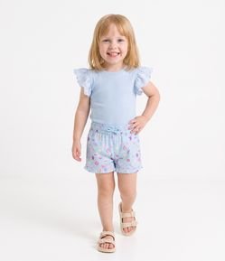 Camiseta Infantil Em Algodão com Mangas em Broderie - Tam 1 a 6 Anos