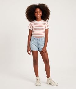 Short Jeans Infantil com Aplicação de Brilhos - Tam 5 a 16 Anos
