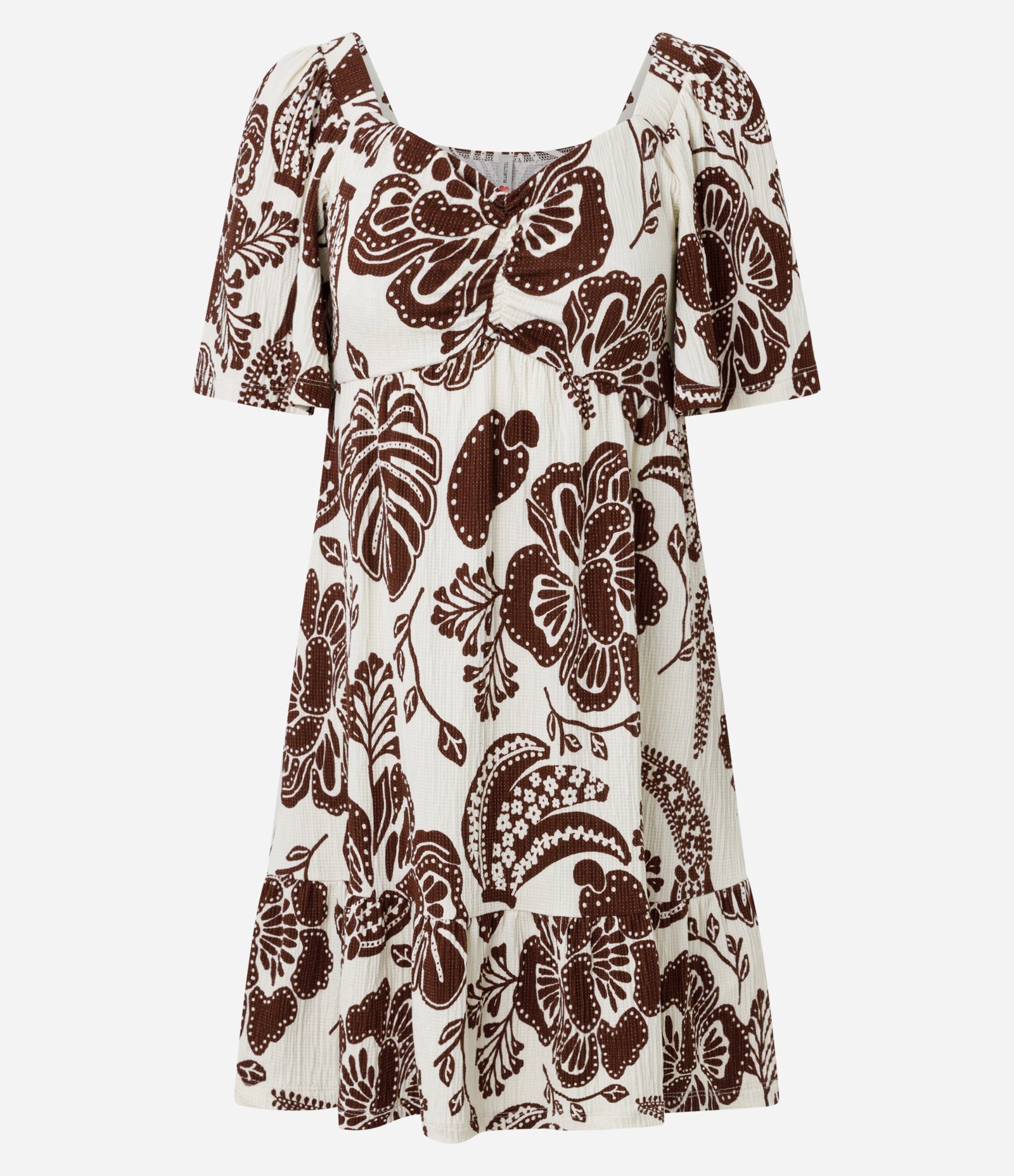 Vestido Curto em Viscose com Estampa Floral Marrom 1