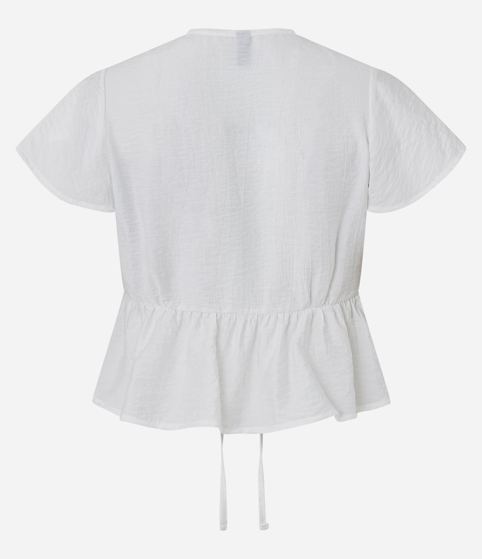 Blusa em Viscose Texturizada com Detalhe Rendado  e Amarração Frontal Branco 7