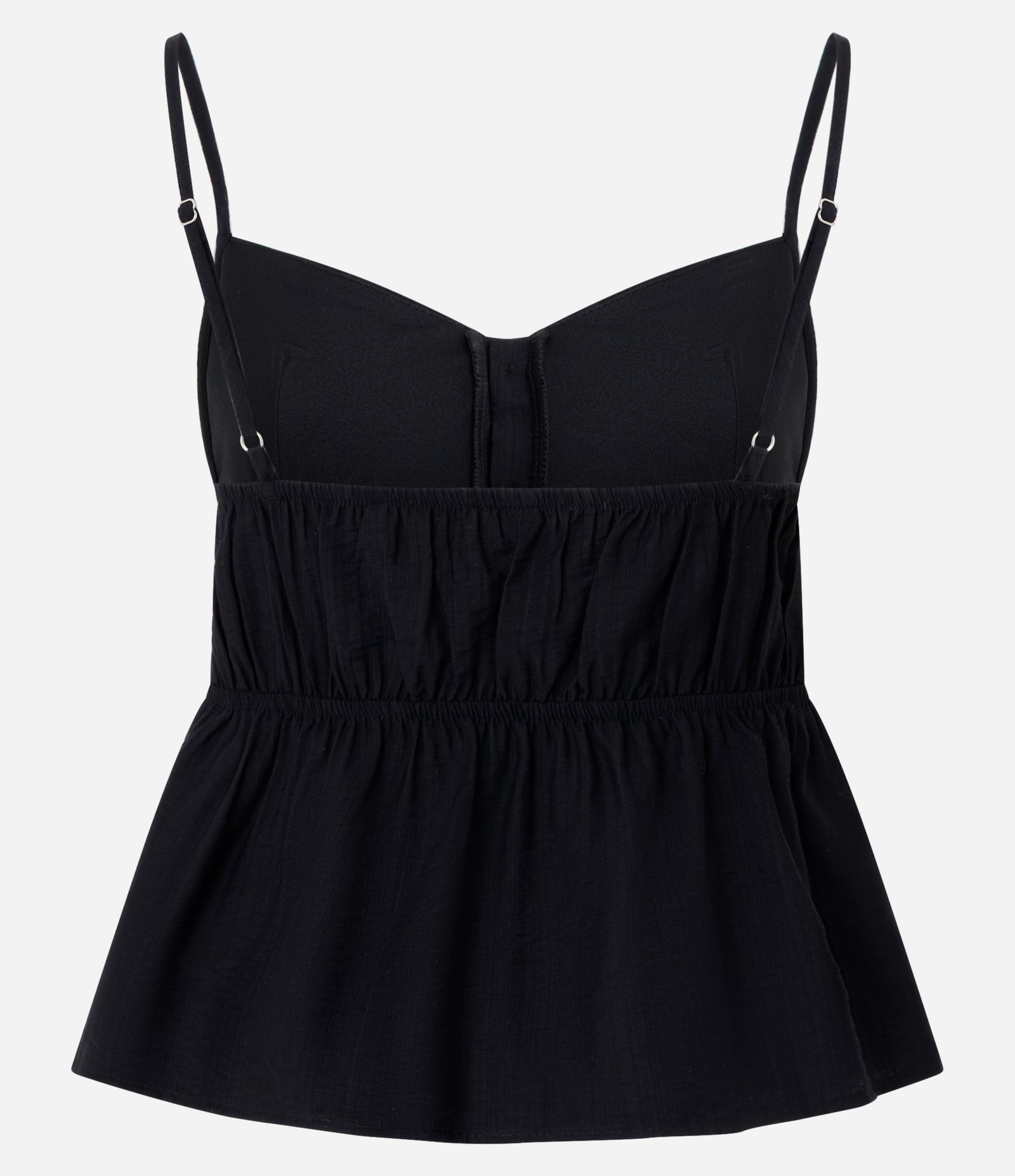 Blusa de Alcinha em Viscose Acetinada com Botões e Detalhe em Renda Preto 7