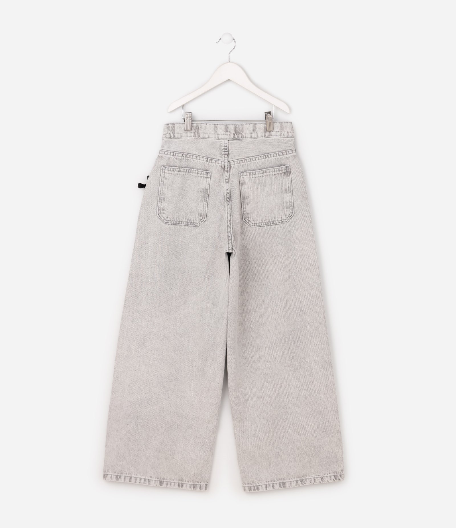 Calça Wide Jeans Infantil com Laços Laterais - Tam 5 a 16 Anos Cinza 3