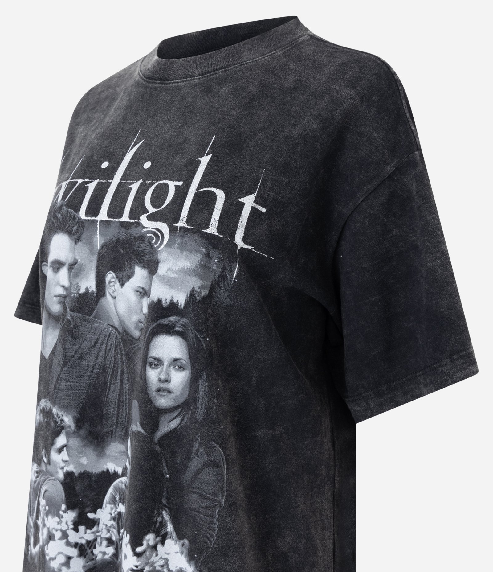 Camiseta Boxy em Algodão com Estampa Crepúsculo e Efeito Marmorizado Preto 6