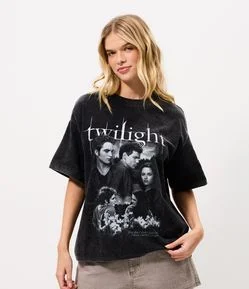 Camiseta Boxy em Algodão com Estampa Crepúsculo e Efeito Marmorizado