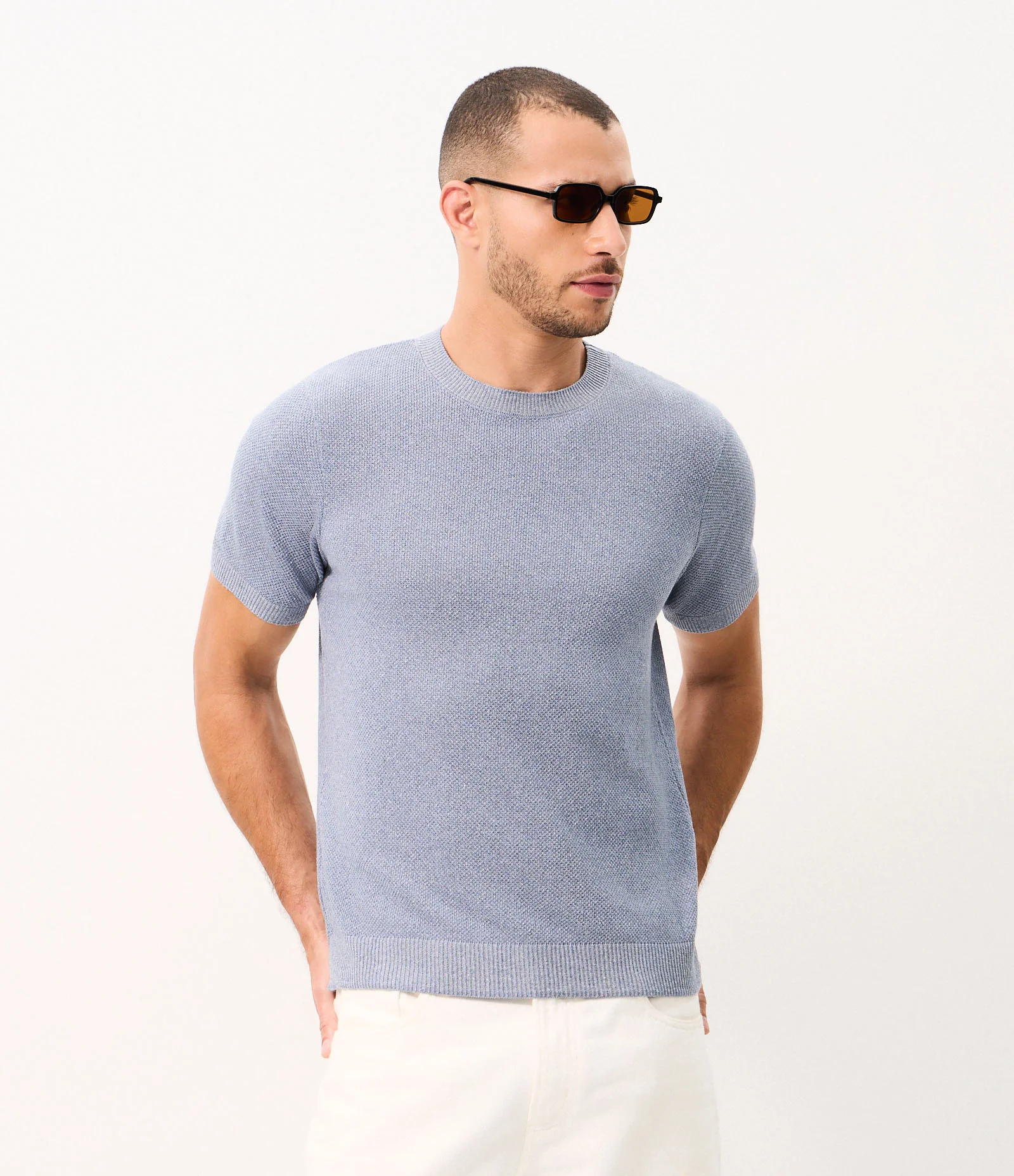 Camiseta Regular Texturizada Azul 1