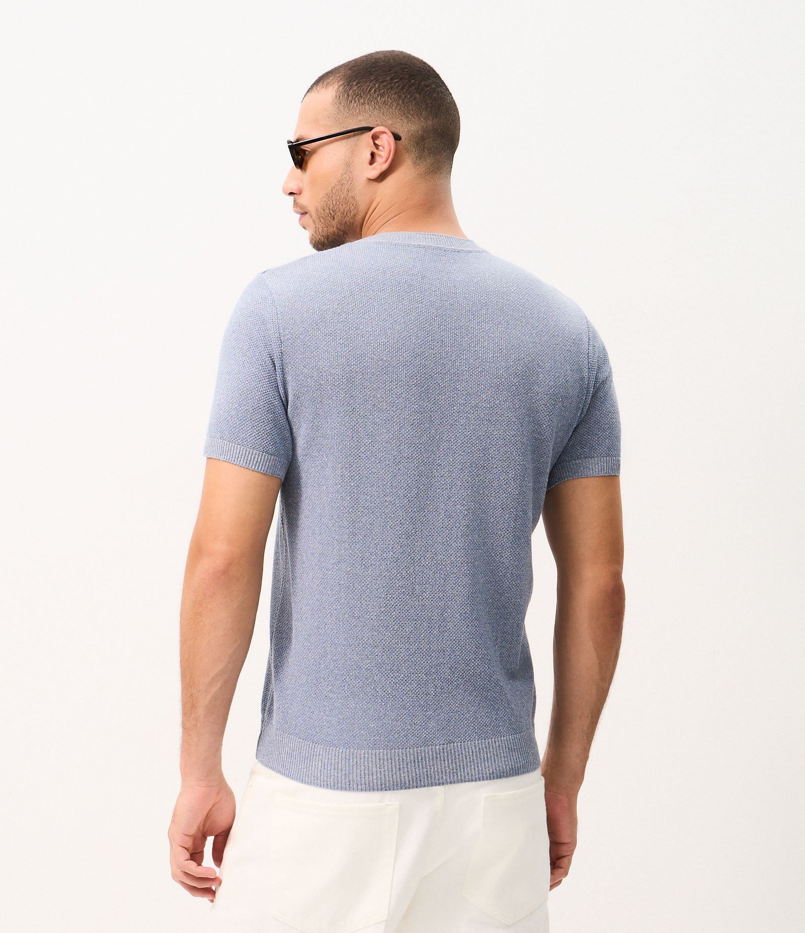 Camiseta Regular Texturizada Azul 3
