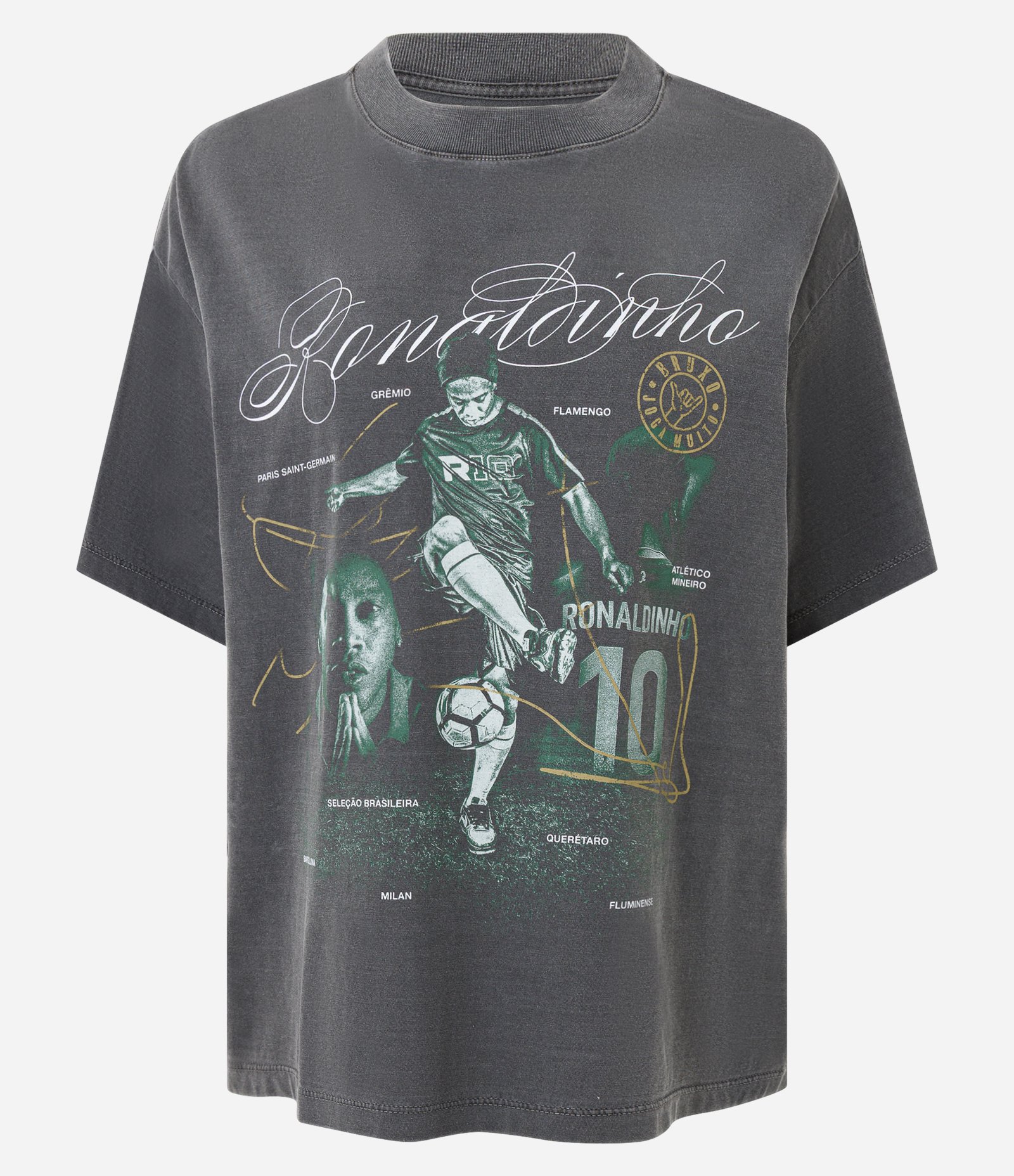 Camiseta Boxy Ronaldinho com Efeito Estonado Preto 1