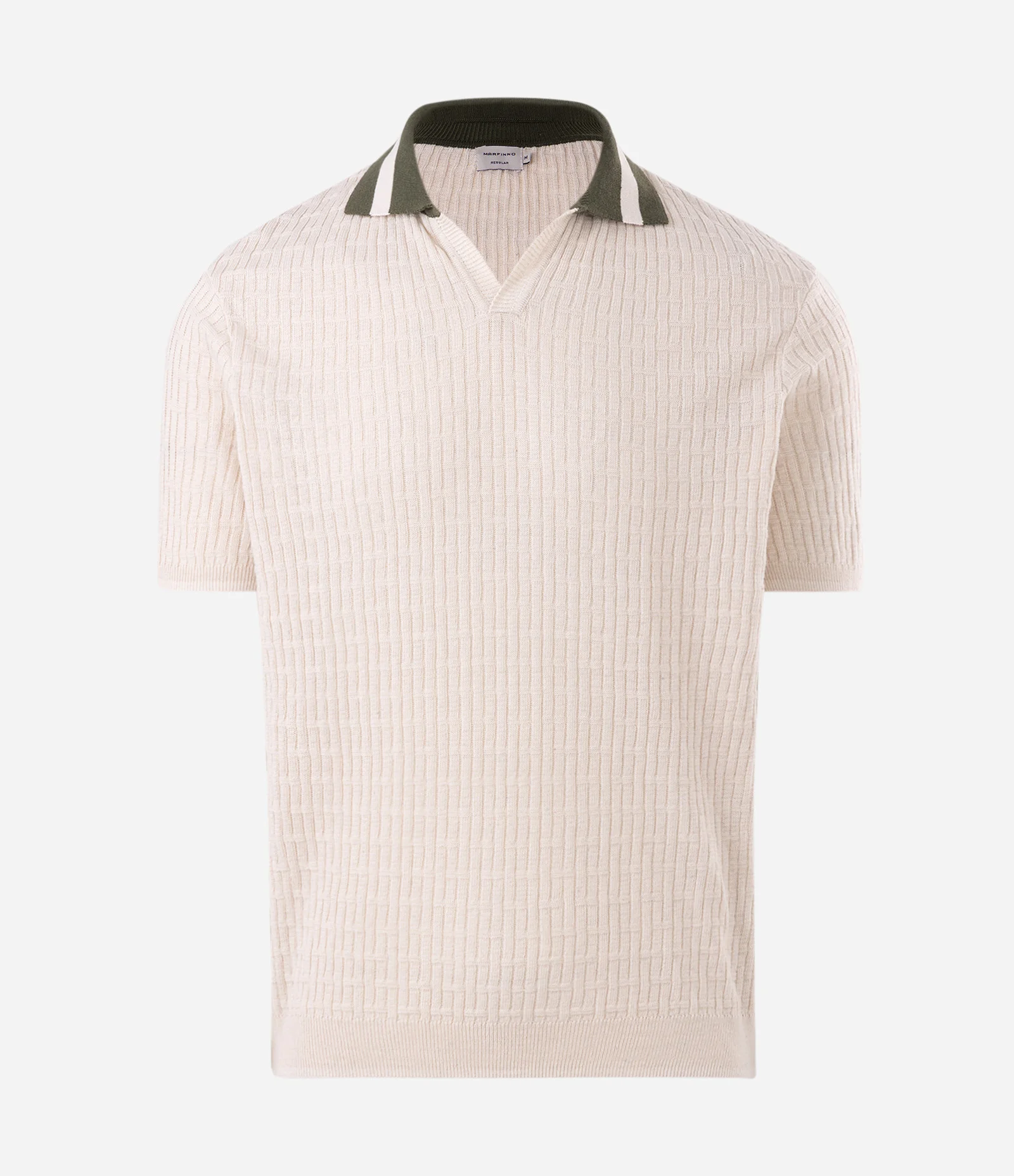 Polo Regular Texturizada com Gola Contrastante Off White 5