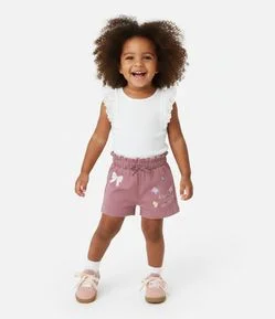 Short Clochard Infantil com Estampa Borboletas – Tam 1 a 6 Anos