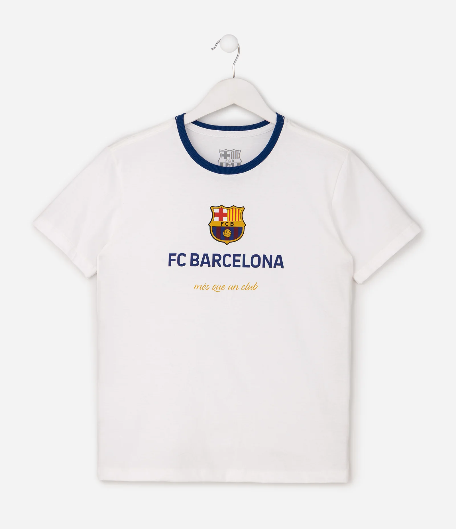 Camiseta Infantil Més que un club Barcelona - Tam 5 a 14 Anos Branco 2