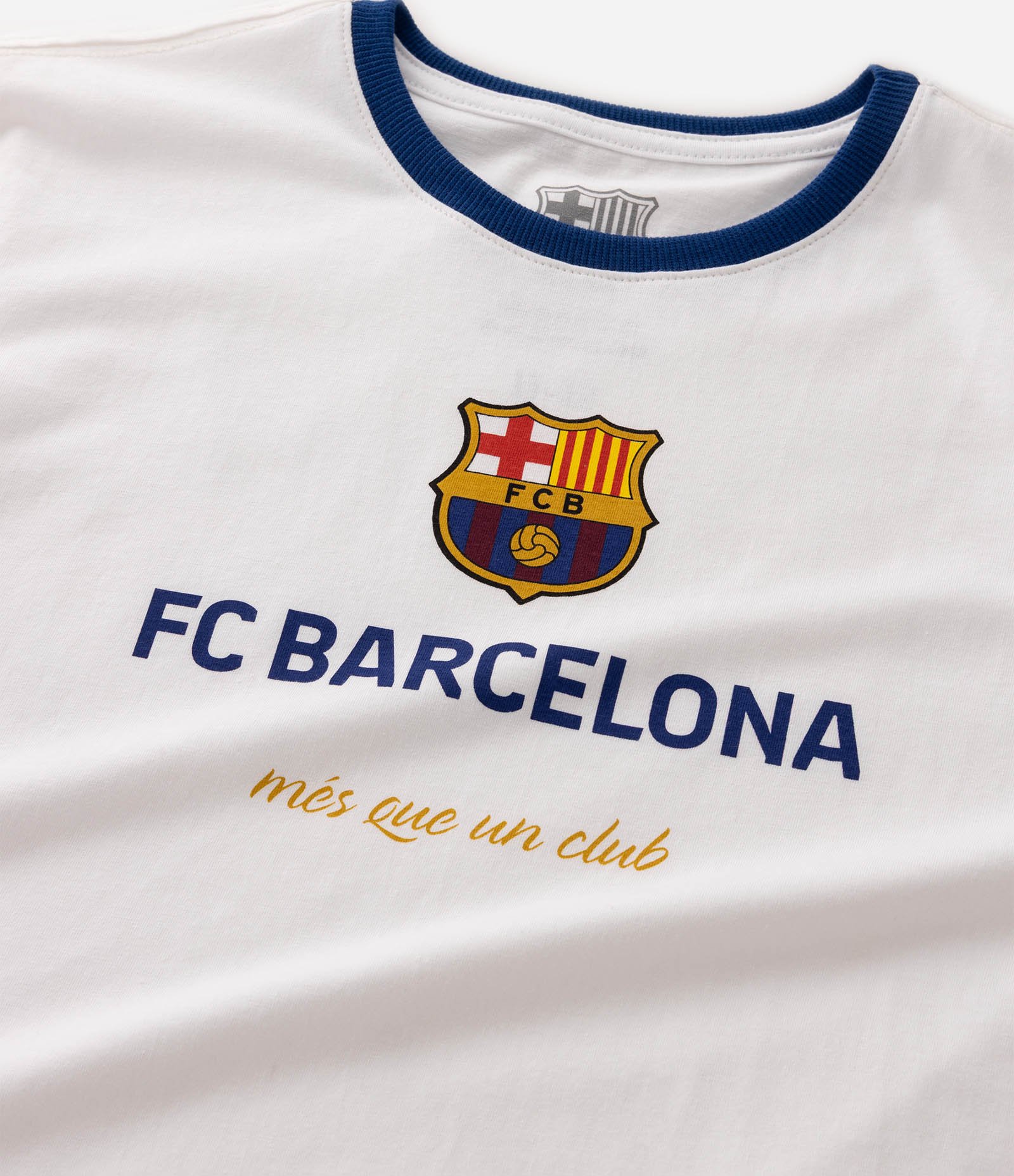 Camiseta Infantil Més que un club Barcelona - Tam 5 a 14 Anos Branco 5