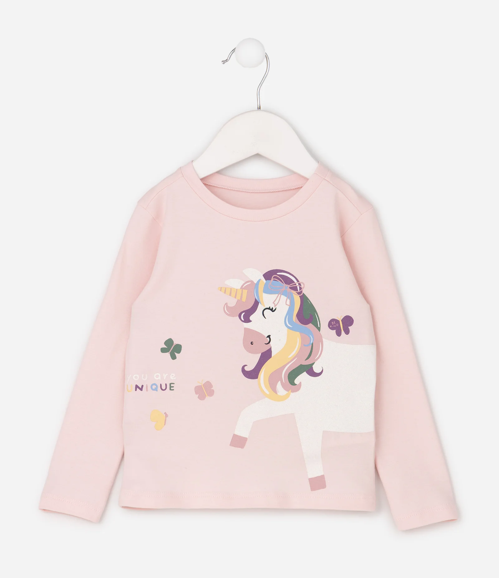 Camiseta Slim Infantil com Estampa Unicórnio com Glitter – Tam 1 a 6 Anos Rosa Claro 2