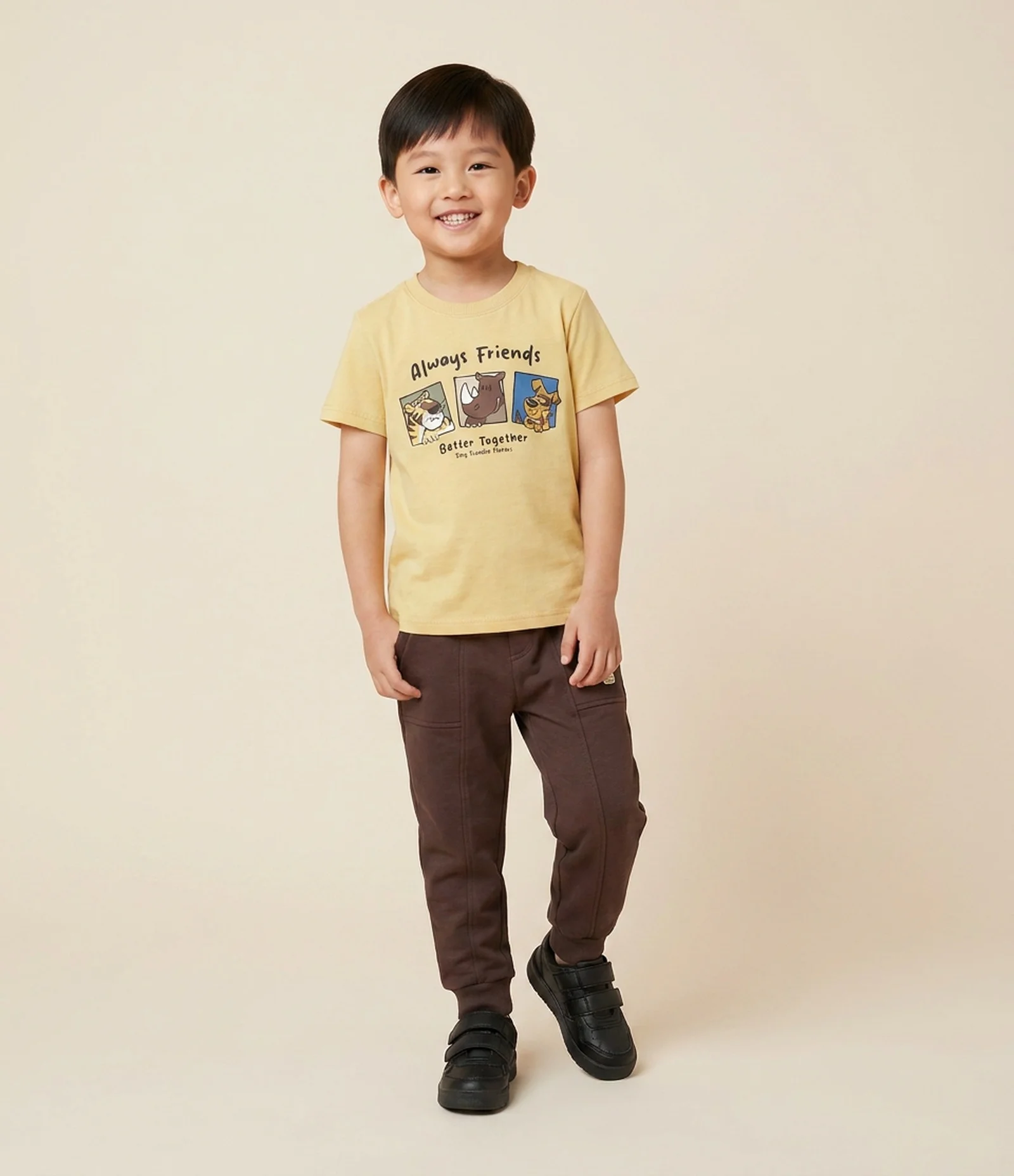 Camiseta Infantil com Estampa Always friends – Tam 1 a 6 Anos Amarelo Claro 1