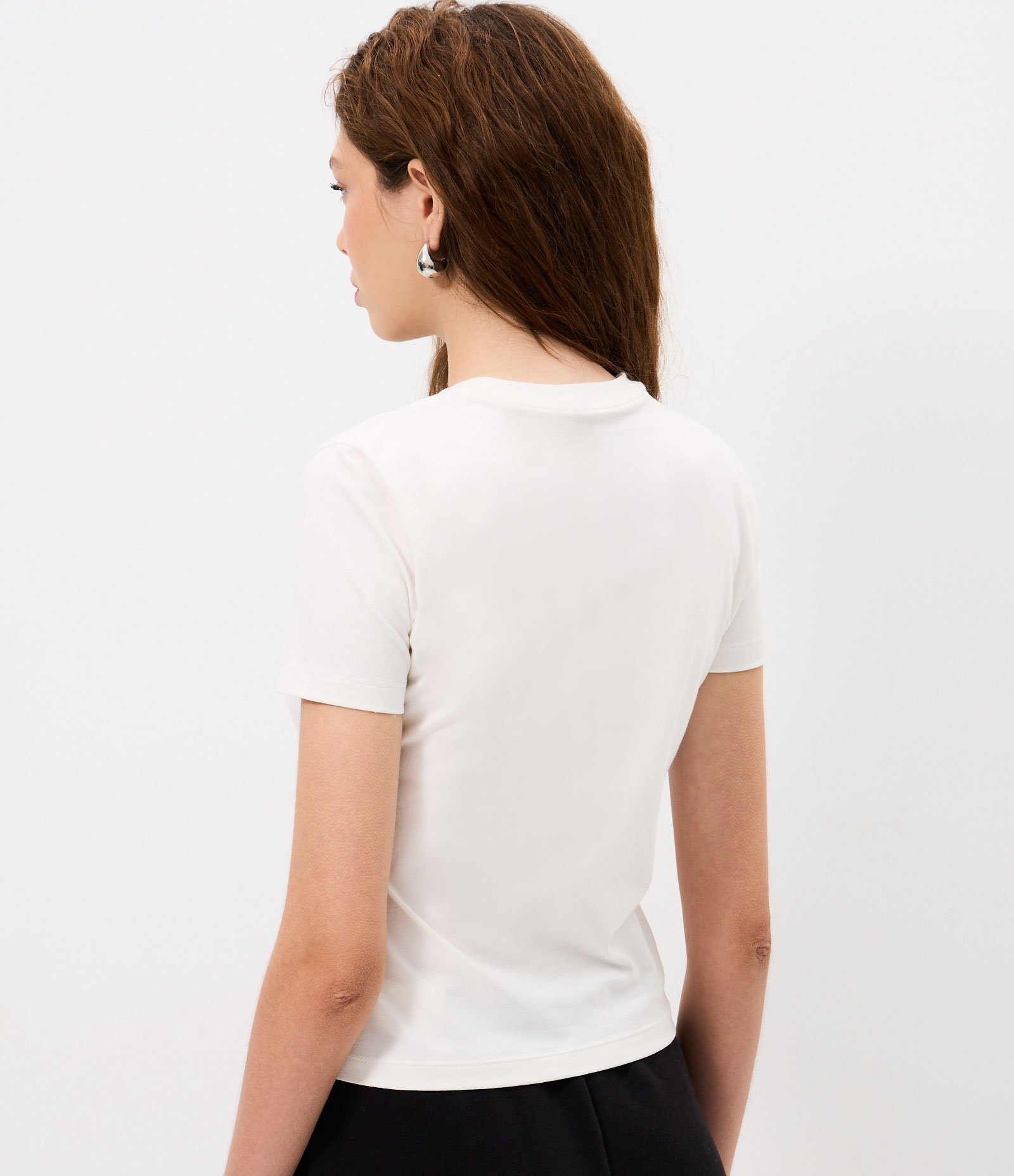 Camiseta em Algodão com Estampa Efeito Corrente Branco 4