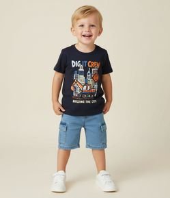 Camiseta Infantil com Estampa Trator Dig It Crew – Tam 1 a 6 Anos