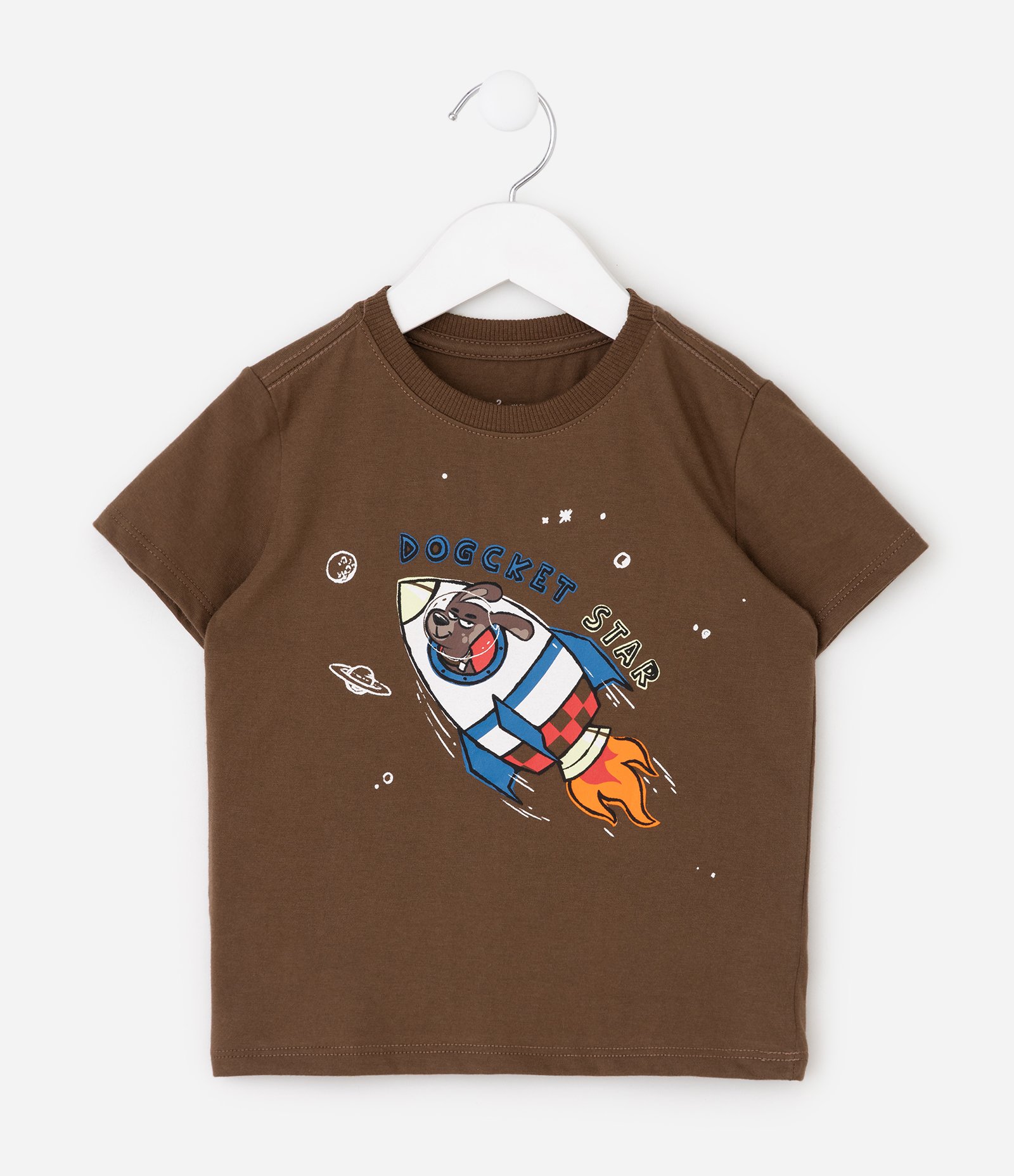 Camiseta Infantil com Estampa Cachorro Astronauta Docket Star – Tam 1 a 6 Anos Marrom 2