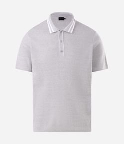 Polo em Tricô Texturizado com Listras na Gola