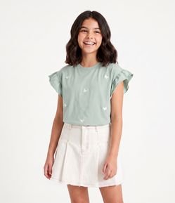 Short Saia Infantil Plissado em Sarja