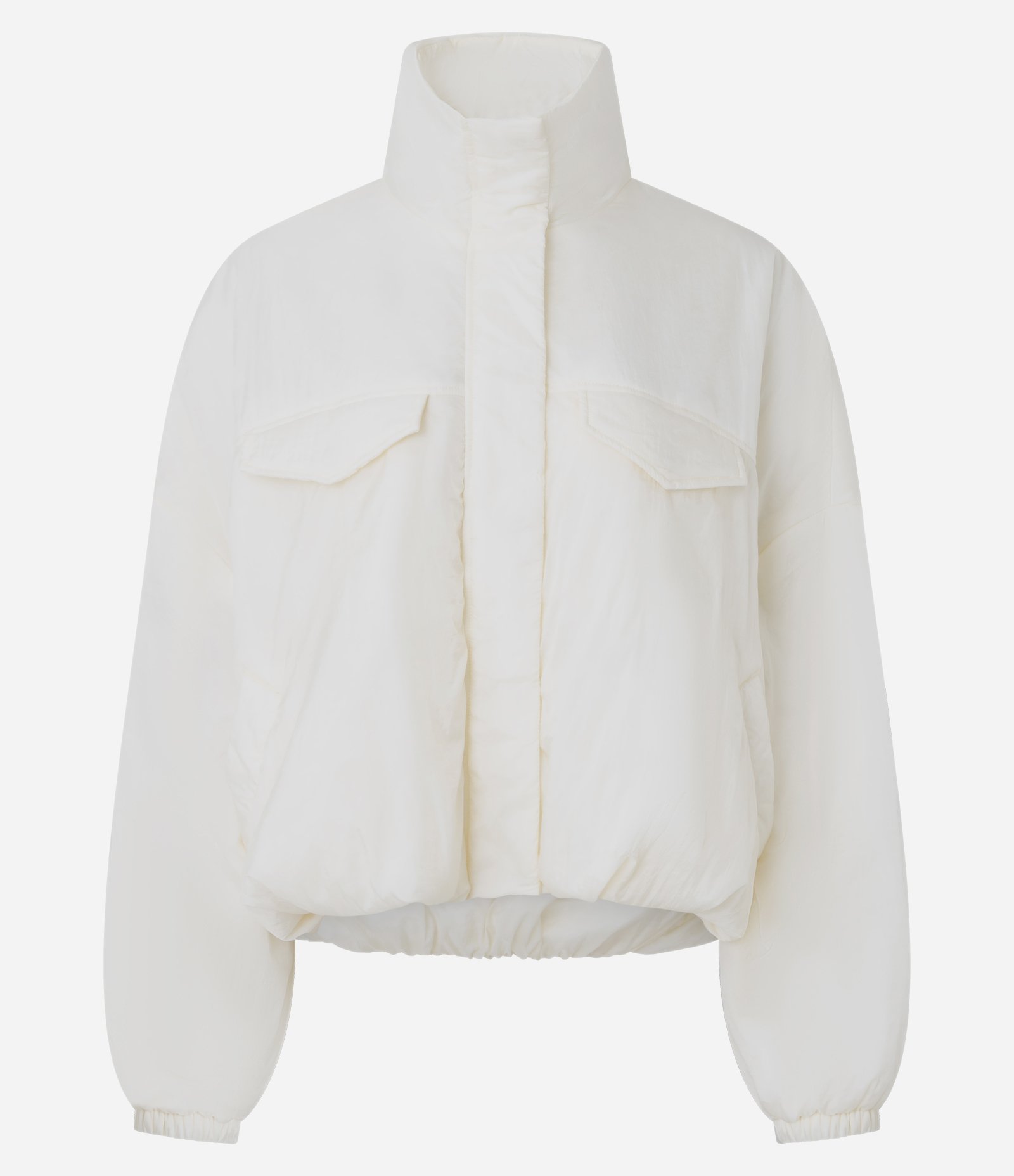 Jaqueta Puffer Esportiva em Microfibra com Gola Alta Off White 5