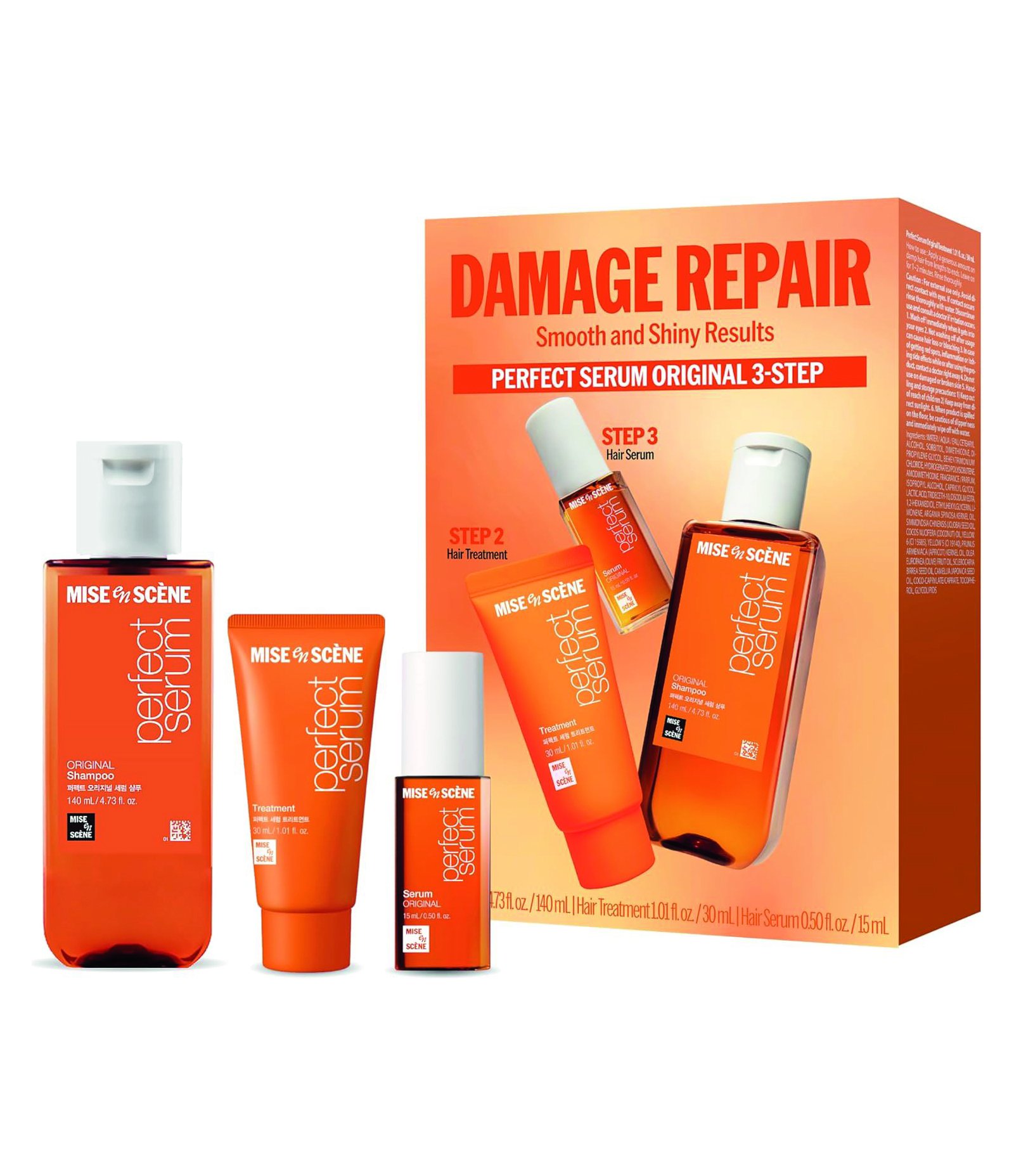 Kit Perfect Mise en Scene S. Damage Repair Shampoo 140ml + Máscara 30ml + Serum 15ml  KIT 1