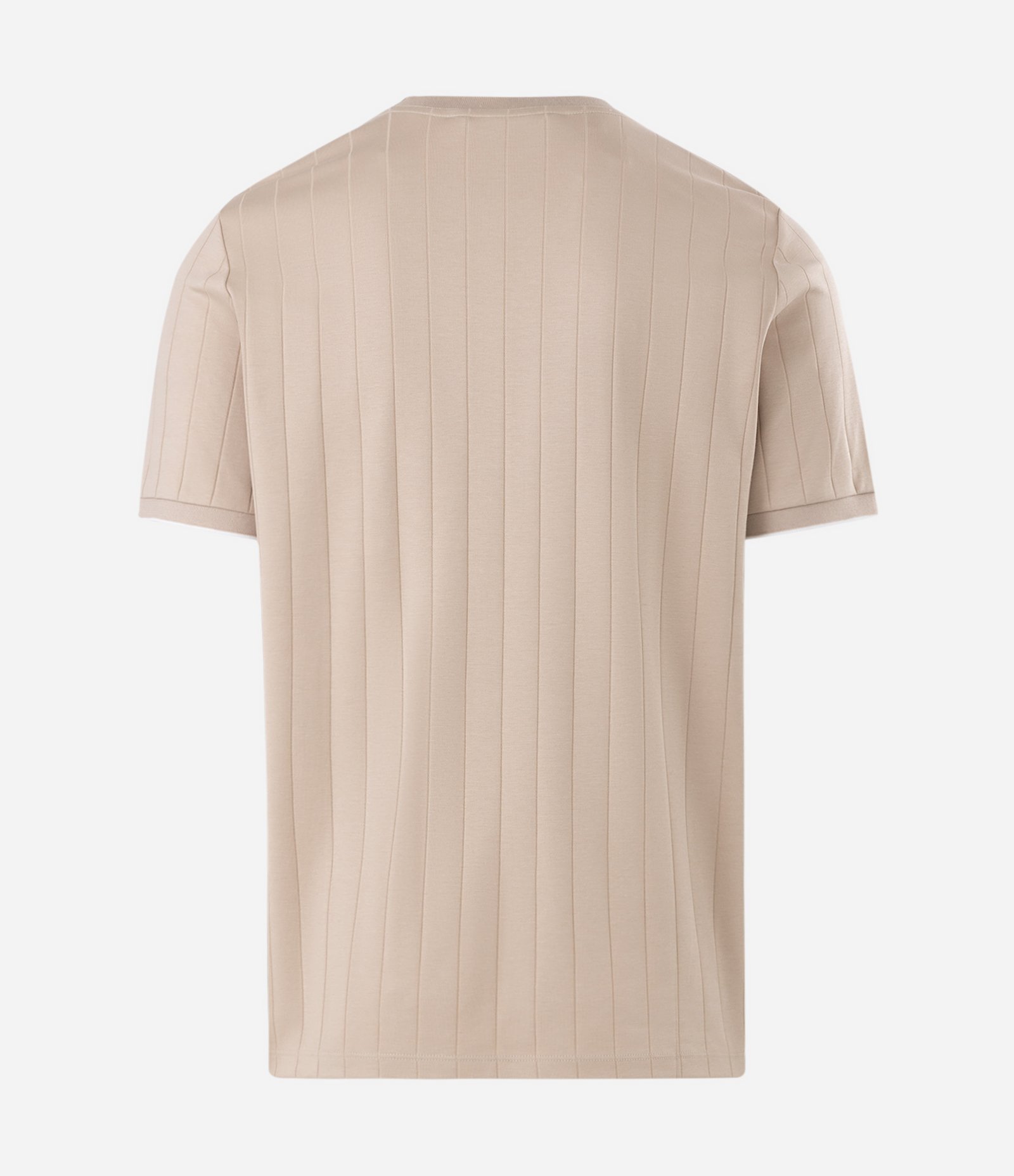 Camiseta em Algodão Peruano Texturizada com Listras Verticais Bege 6