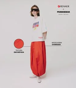 Calça Maxi Aladim Volumosa com Elástico na Barra