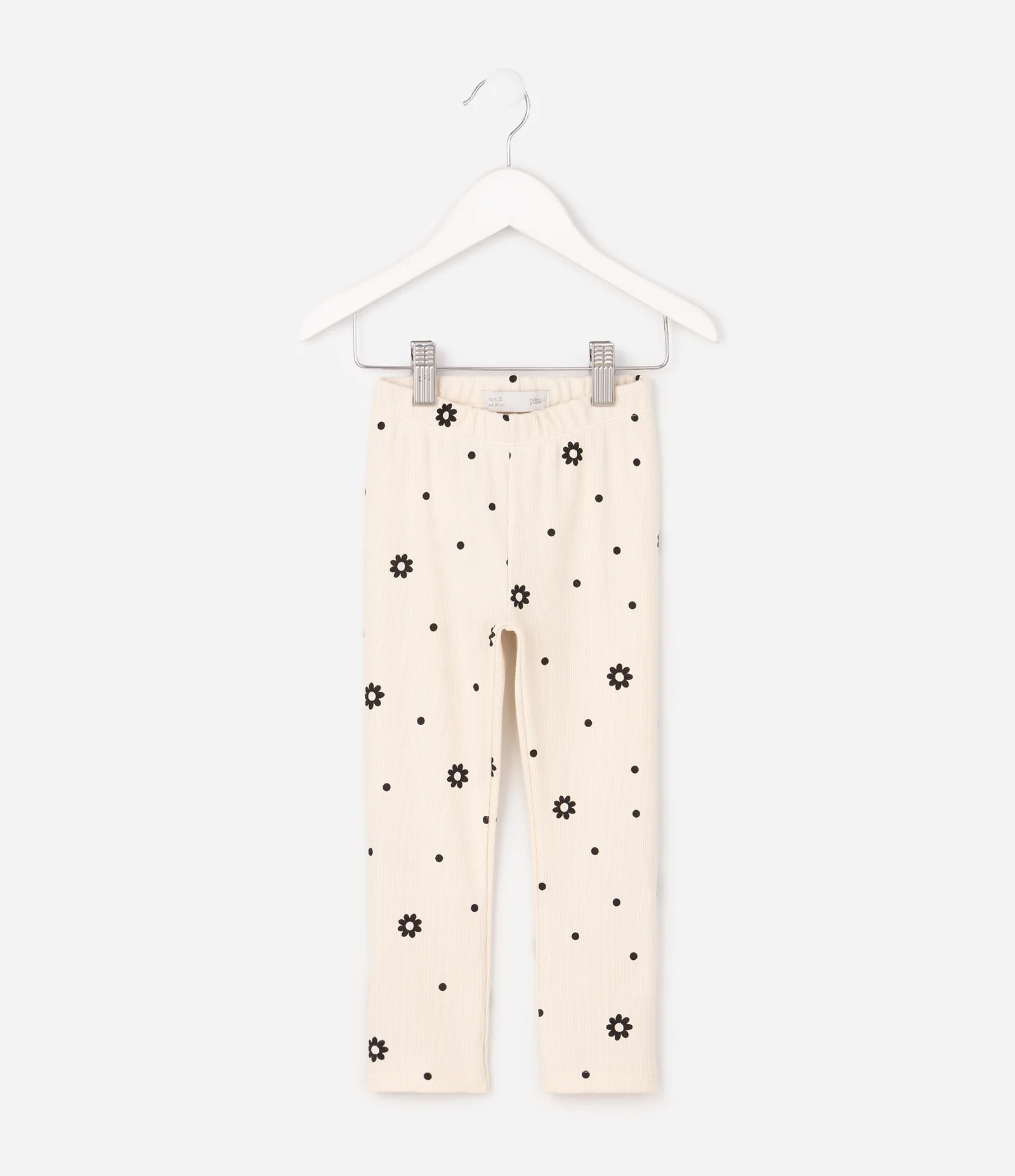 Calça Infantil Legging com Estampa Floral e Poá – Tam 1 a 6 Anos Off White 2