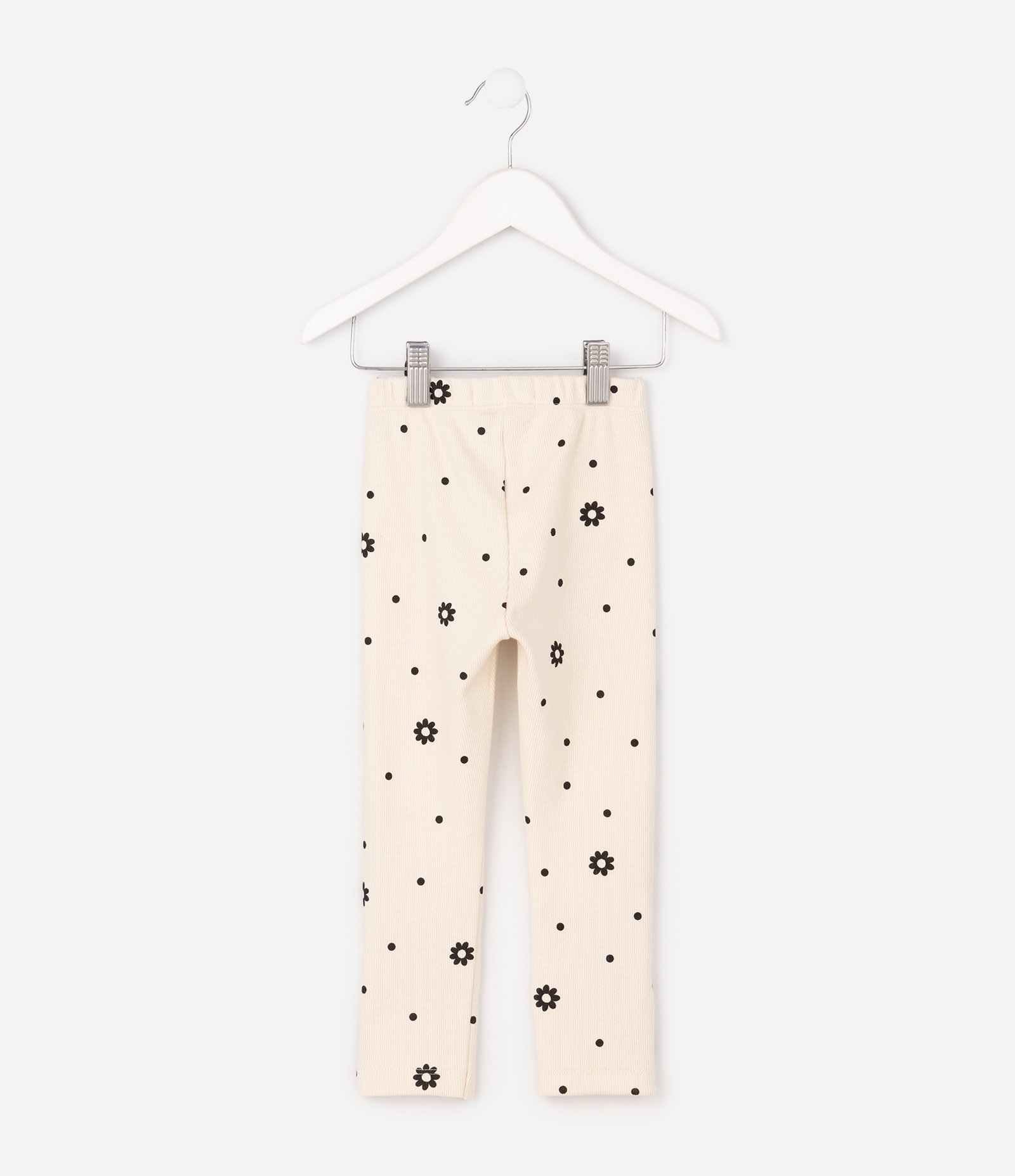 Calça Infantil Legging com Estampa Floral e Poá – Tam 1 a 6 Anos Off White 3