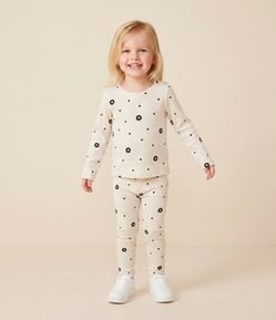 Calça Infantil Legging com Estampa Floral e Poá – Tam 1 a 6 Anos